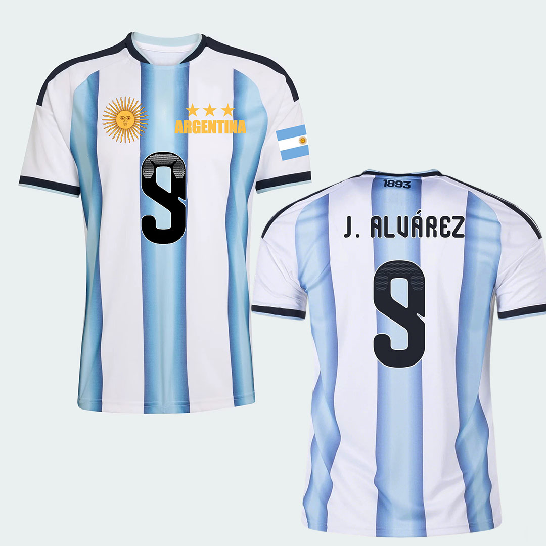 Argentine Jersey World Cup 2026 T shirt Argentina National Team Sports T-shirt Jerseys Flag Football Stars Argentina Full Squad Home Top Numbers 9 10 