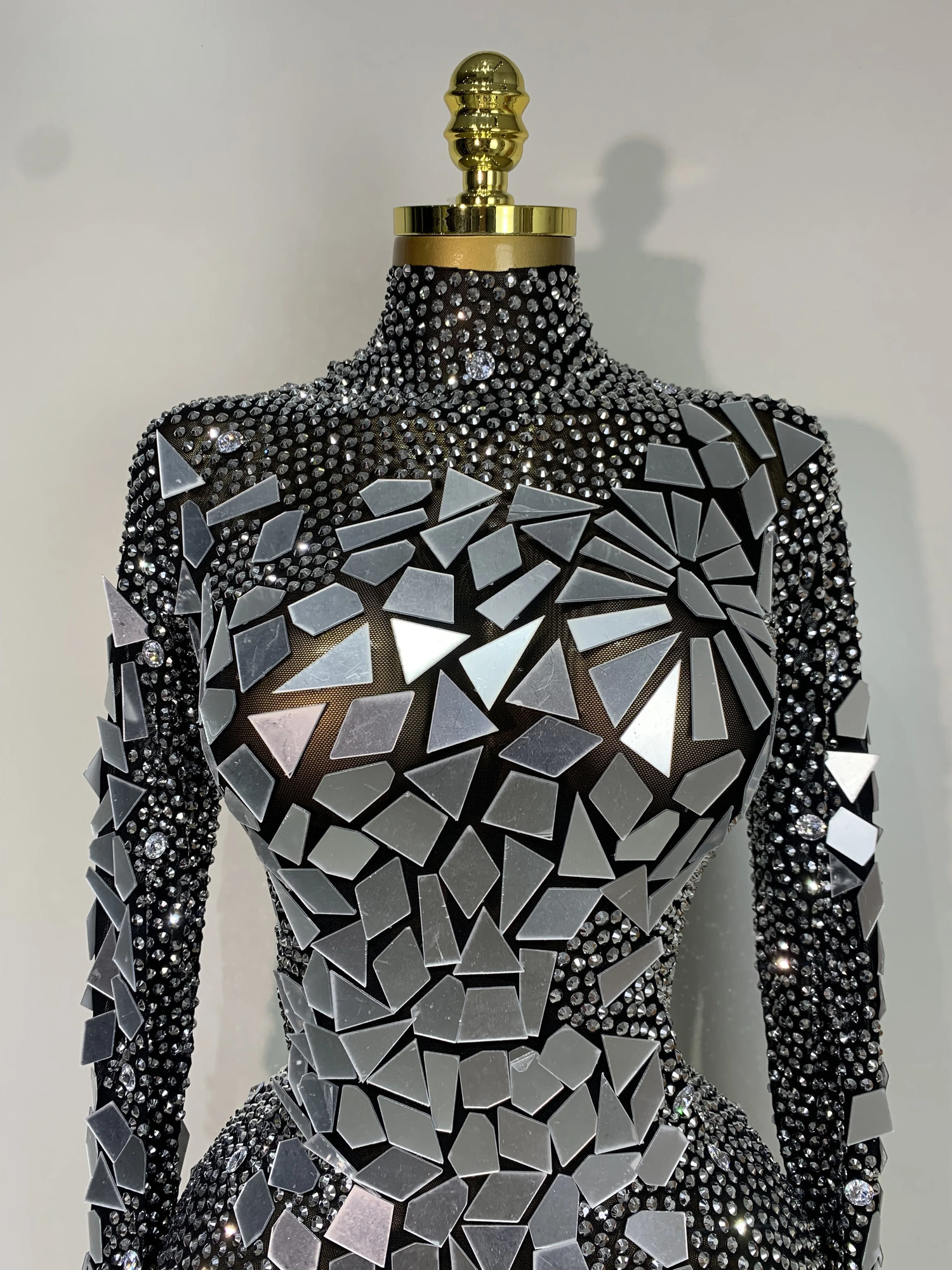 Rhinestones Mirrors Sexy Sheath Bodysuit Women Nightclub DJ Performance Costume Evening Party Celebrate Stage Wear 260429 - view 6