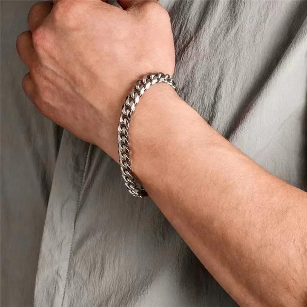 21cm Trendy Cuban Chain Men Bracelet Classic Stainless Steel 3 5 7mm Width Chain Bracelet For Men Women Jewelry Party Gift 260430 - view 4