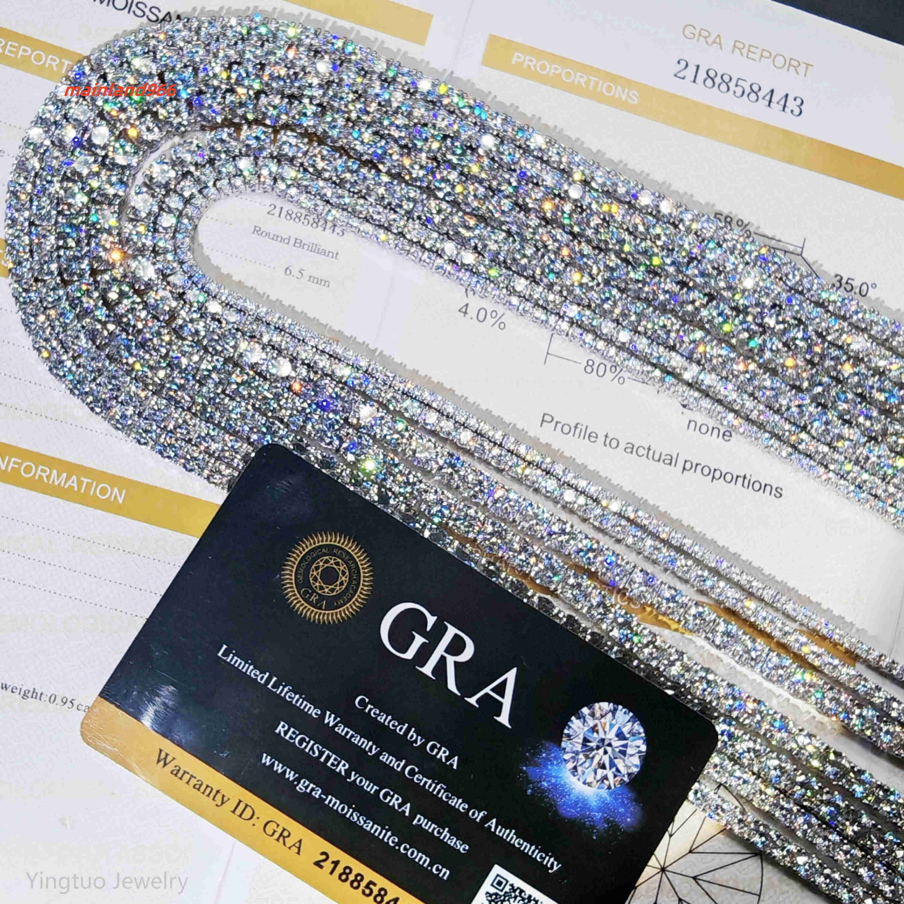 Factory Price Iced Cut 2mm 3mm 4mm 5mm 65mm VVS Silver 925 Hip Hop VVS Moissanite Diamond Tennis Chain for Women Men