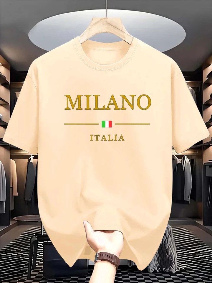 free shipping 2026 Men's Summer Cotton Casual Loose Fit Letter Graphic Print Short Sleeve T-Shirt, Sporty Crewneck Tee