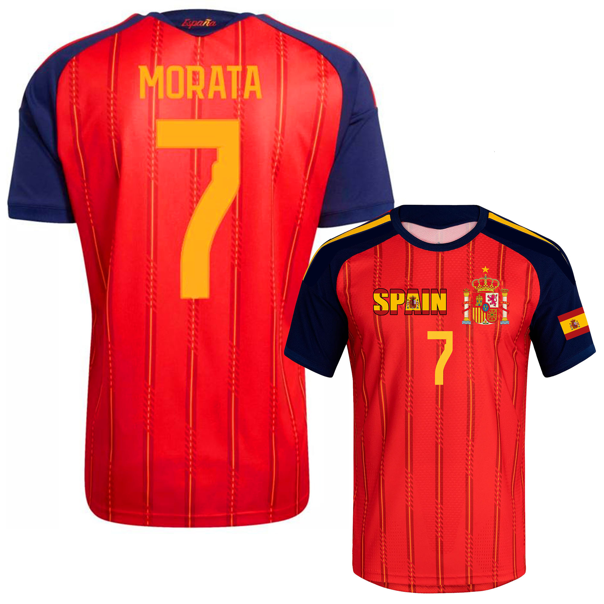 Spain Jersey World Cup 2026 T shirt Spanish National Team Sports T-shirt Jerseys Flag Football Stars Spanish Full Squad Home Top Numbers10 16 17 18 20