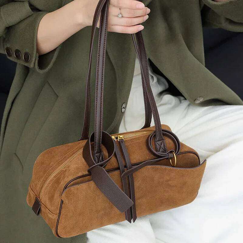 Autumn Winter Women S Cow Genuine Leather Tote Bag Suede Commuting Cowhide Handbags Large Capacity Designer Luxury Velvet Bags SENYY