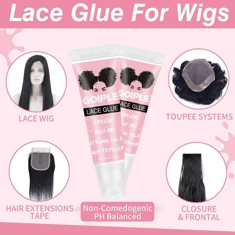 GOIPLE 15ml Wig Lace Fast Dry Strong Hold Super Invisible Waterproof Adhesive For Wigs Synthetic Hair Bonding Glue