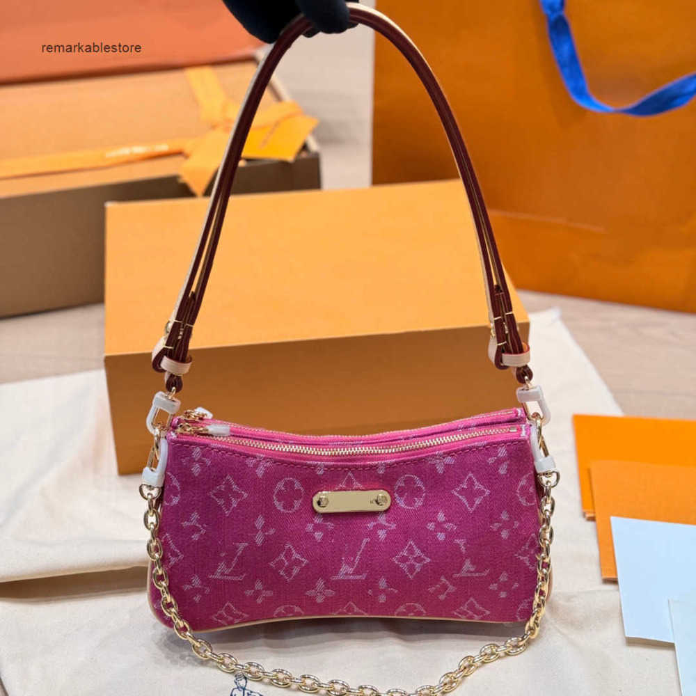 New fashion sunset pink jean bag Luxury designer Liv denim nano shoulder Hobo Crossbody Bag handle shopping cluth Drawstring Tote Pochette purse Underarm Handbag 7A