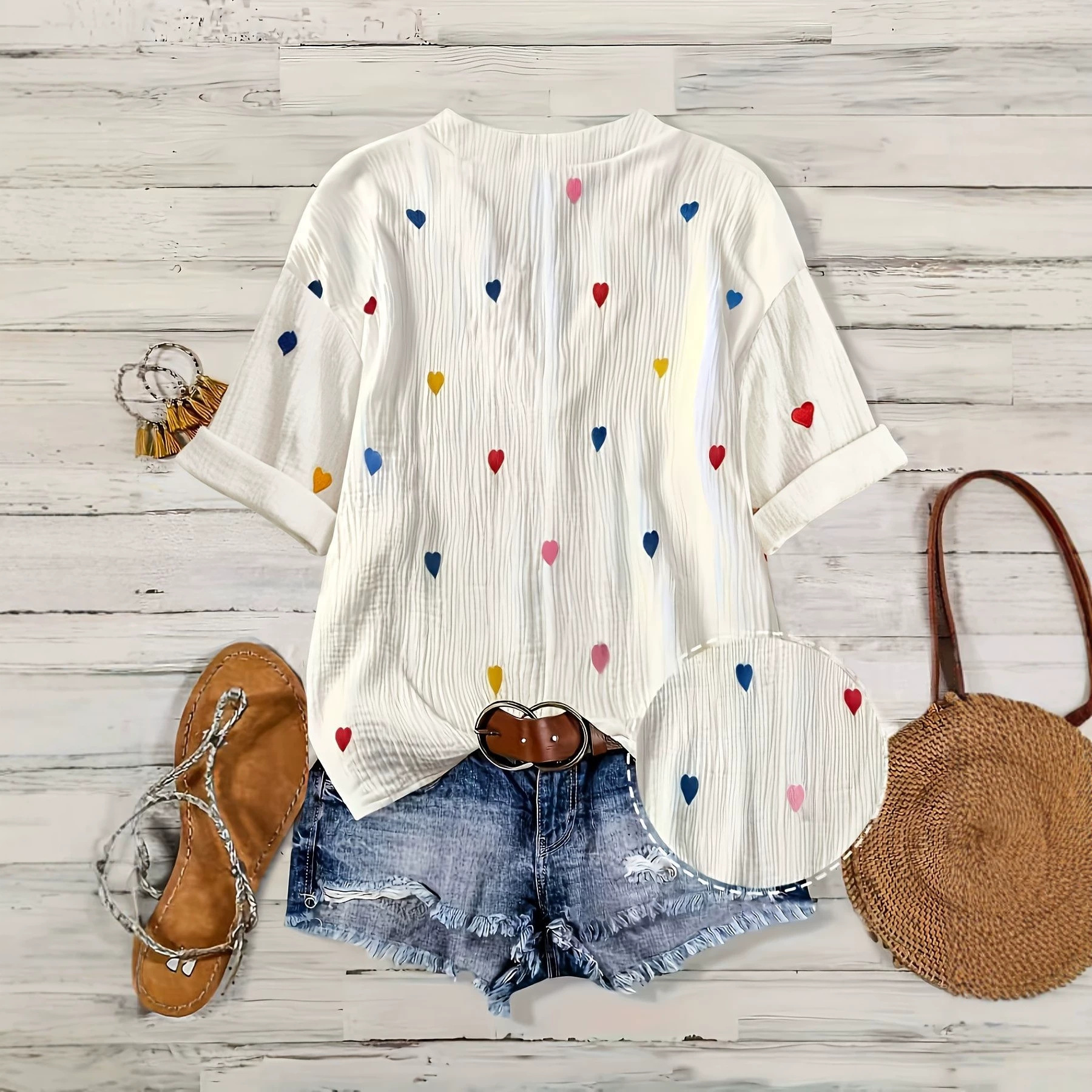 Women's V Neck Printed T Shirt Designer Loose Fit 2026 Summer New Casual Short Sleeve Top For Daily Street Weekend And Casual Outdoor Wear