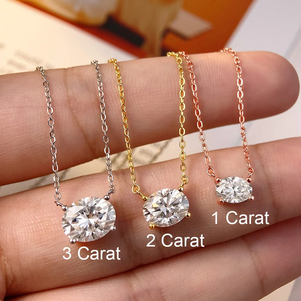 COSYA 123CT Oval Cut Pendant Necklace For Women S925 Silver East-West Solitaire Diamond Necklace Fine Jewelry Gifts 260429