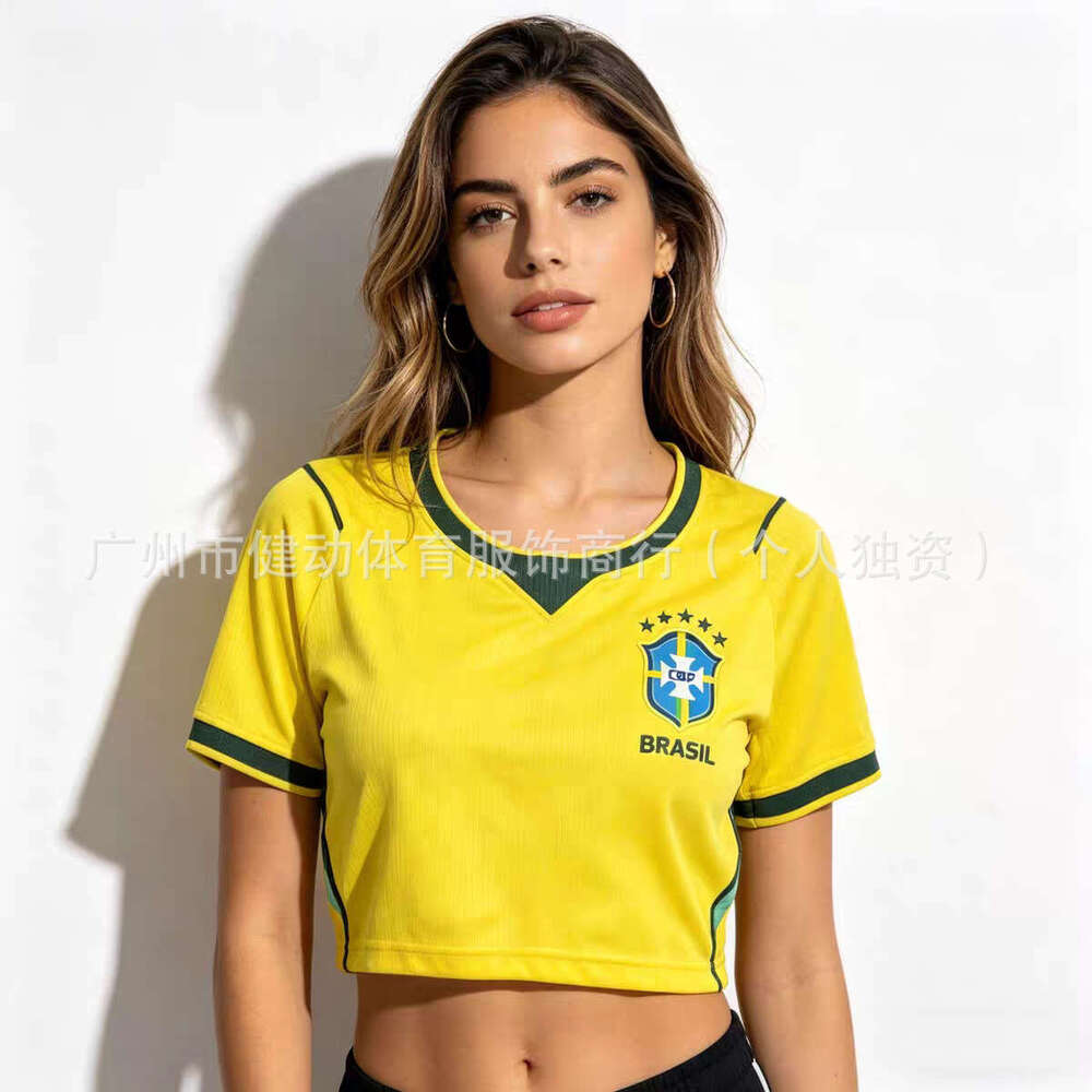 2026 Usa-canada-mexico World Cup Football Cheerleader Women's Crop Top Brazil And Women's Jerseys Other National Teams World Cup Cross-borde