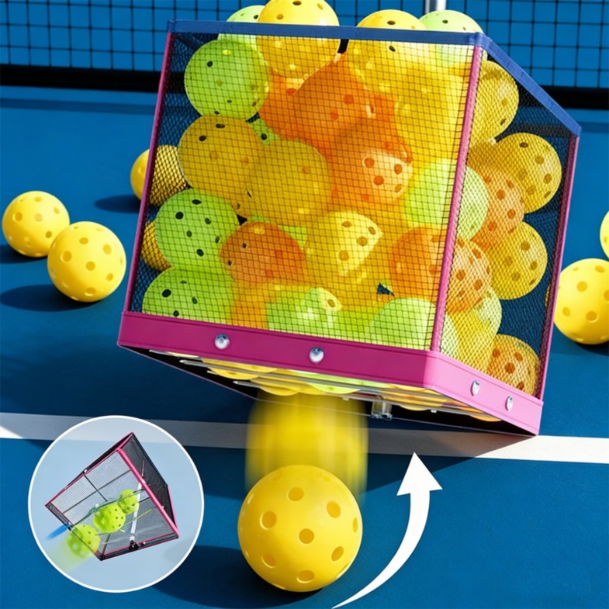 Foldable Pickleball Ball Picker Upper with Telescopic Stainless Steel Handle Lightweight Multi Ball Collector