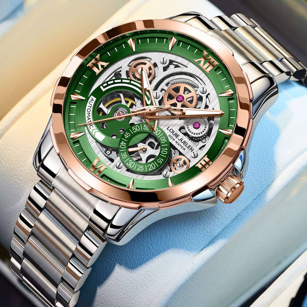 New Men's Mechanical Skeleton Automatic Business Wristwatch in Japan and Korean Style
