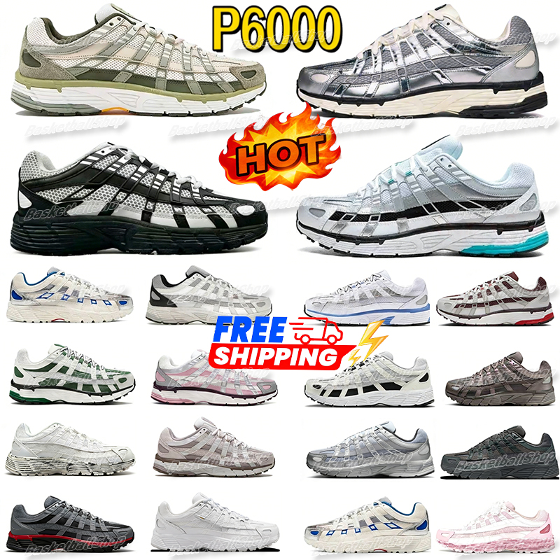 Top Designer Shoes P6000 Trainer P 6000 Running Shoes for Men Women Triple Black White Khaki Wolf Grey Metallic Silver Outdoor Sports Jogging Walking Sneakers