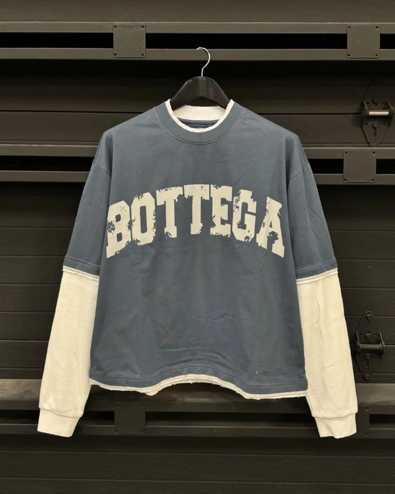 Men's T-shirt Bottega Print T-Shirts Rugby Stripe Y2K Retro Loose Shorts Classic Two-piece long-sleeved Garments Casual Versatile For Both Men An