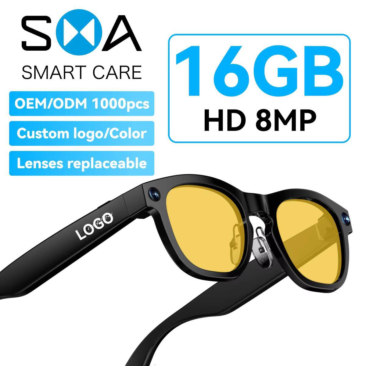 2026 NEW TR90 Frame 8MP Camera Video Recording AI Translation Recognition Bluetooth Call Music Smart Glasses