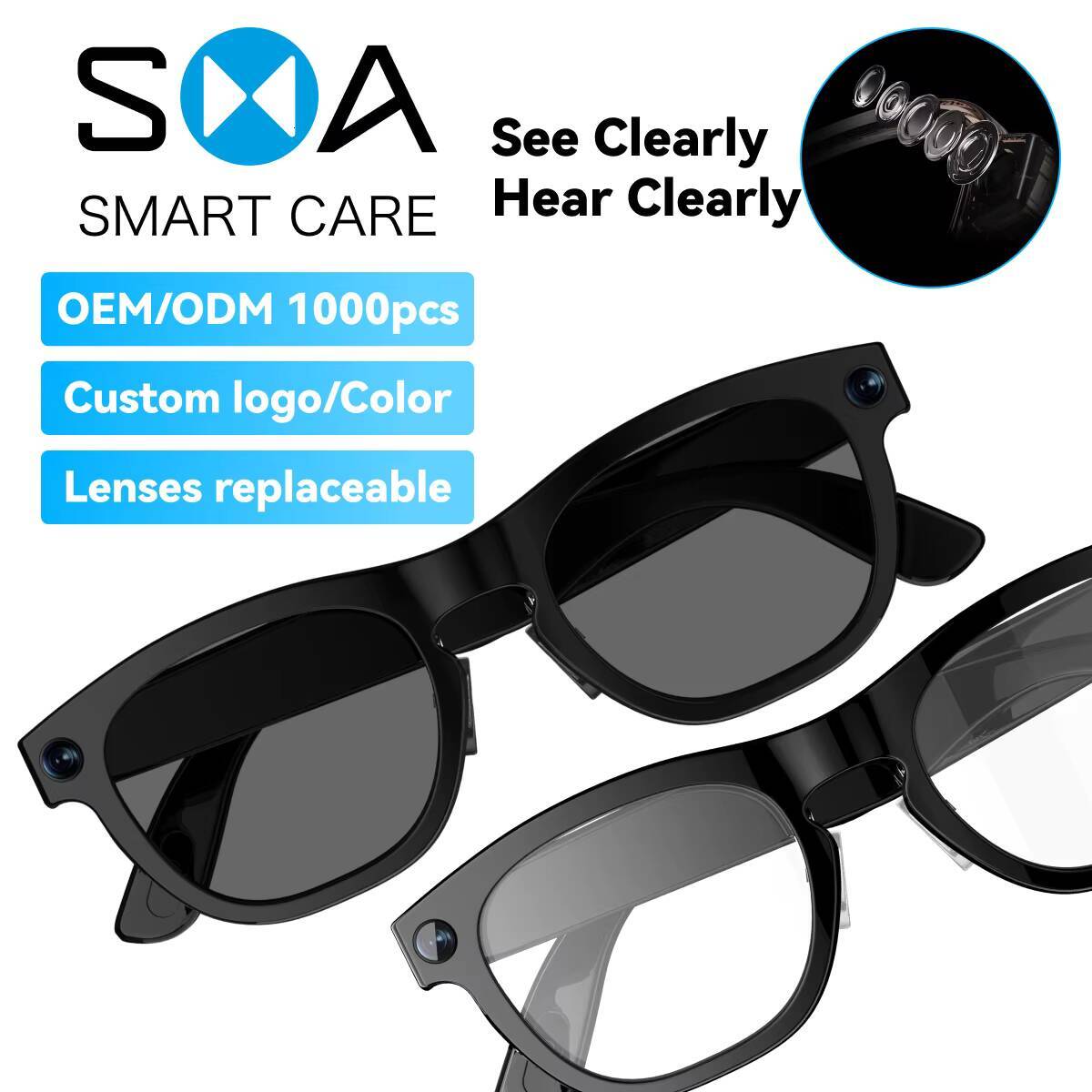 2026 NEW TR90 Frame 8MP Camera Video Recording AI Translation Recognition Bluetooth Call Music Smart Glasses