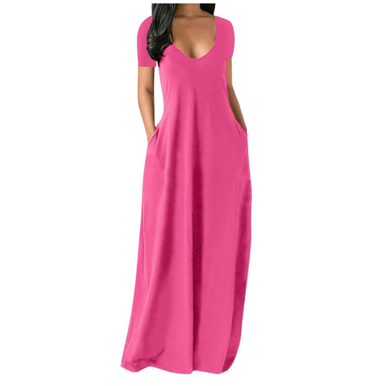 Plus Size Dresses Designer Clothing Long Skirt Short Sleeve Women Sexy Party Dress Fashion Casual Lapel Solid Color M-5XL