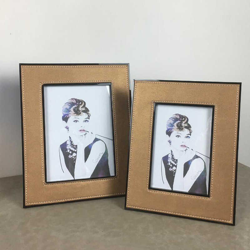 Modern leather photo frame picture frame display sample room sales office study desk side table photo arrangement home decorative trinkets H260306