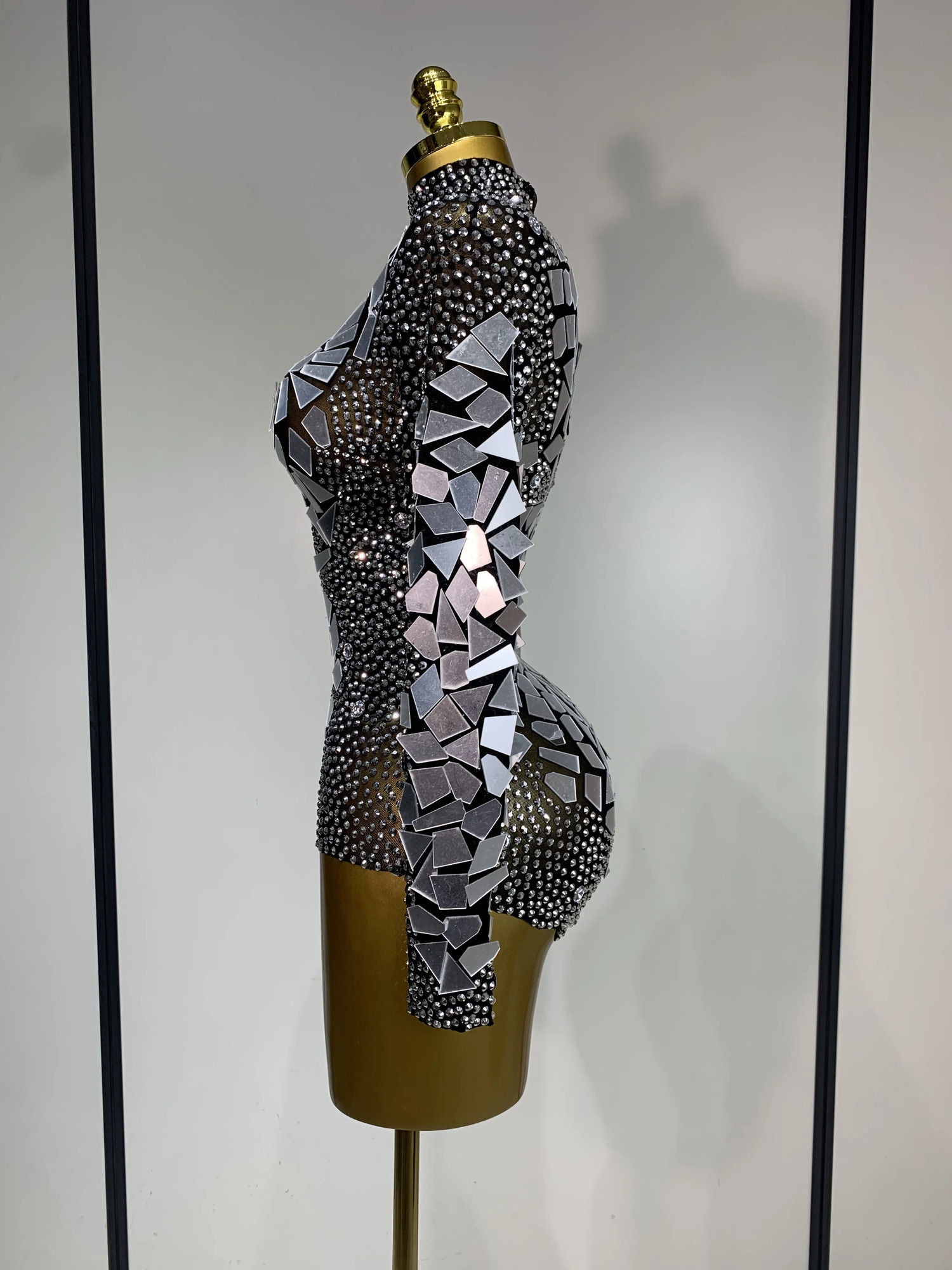 Rhinestones Mirrors Sexy Sheath Bodysuit Women Nightclub DJ Performance Costume Evening Party Celebrate Stage Wear 260429 - view 4