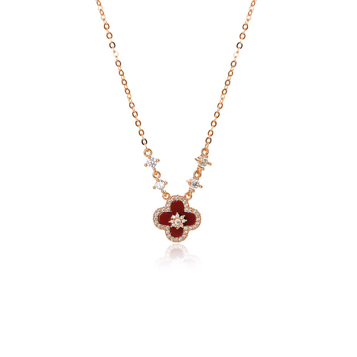 designer jewelry Vintage Pink Fritillaria Four Leaf Clover Bracelet with Micro inlaid Zircon bracelet designer for women gift - view 9