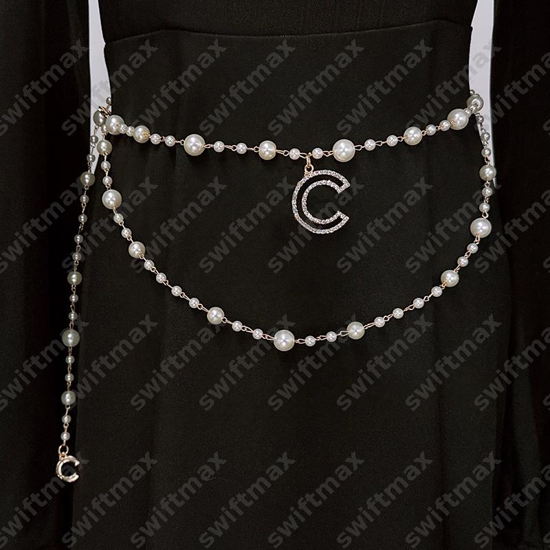 Pearl Chain Belt Womens Leather Knit Chain Belts Dresses Tops Designer Belts Ceinture Luxe Femme Chain Waist Belts