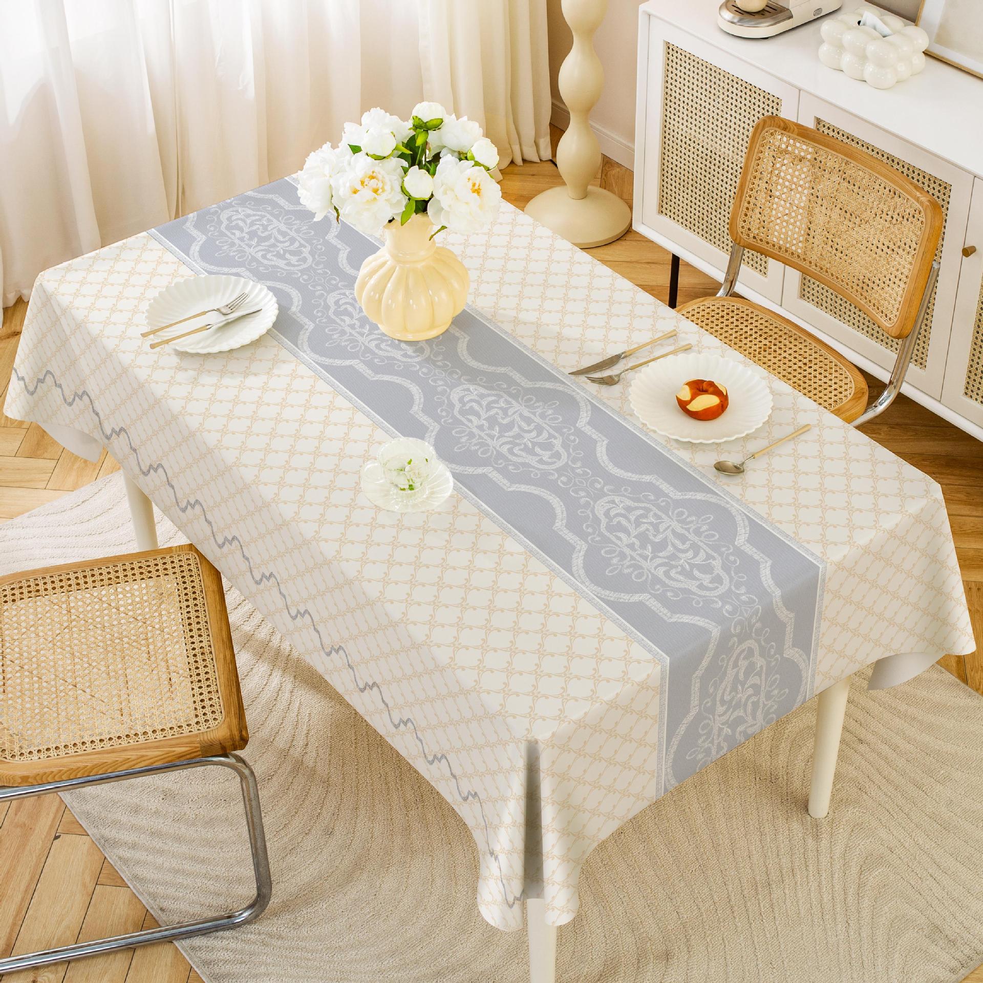 YL-38574 Custom Fresh and Simple PVC Tablecloth, Waterproof, Oil-proof, Wash-free Rectangular Coffee Table/Dining Table Cloth
