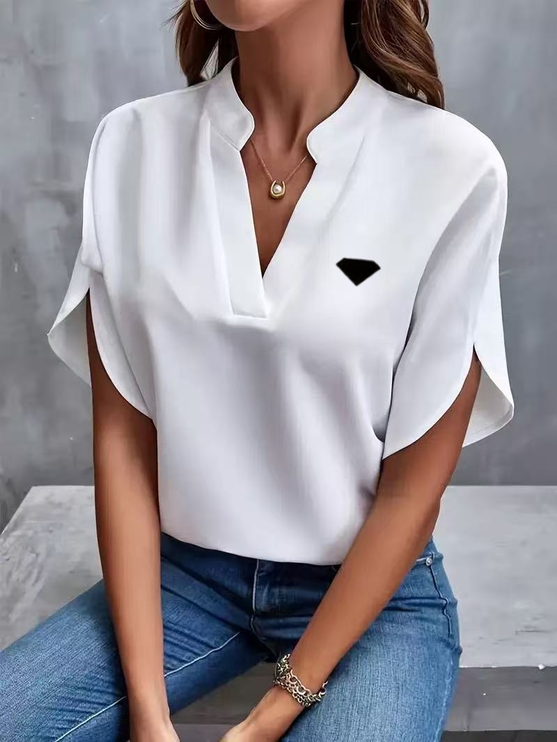 New designer women's shirt fashionable women's luxury with letters casual summer short sleeved women's blouse