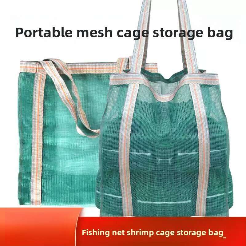 Heavy-Duty Fishing Net Storage Bag - Waterproof Mesh Tote for Shrimp Traps, Eel Cages & Cast Nets