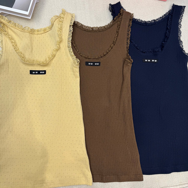 Y2K Style Lace Tank Tops Women Slim Fit Sleeveless Knitted Camisole Designer Summer Street Birthday Party Mini Skirt
