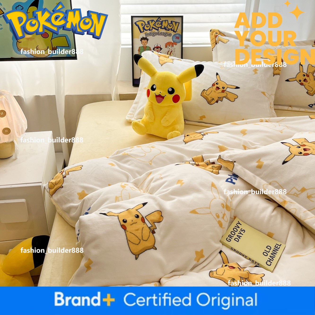 Autumn And Winter Thickened Milk Velvet Four-Piece With Pikachu Cartoon Anime Pokemon Bedding Set - view 3