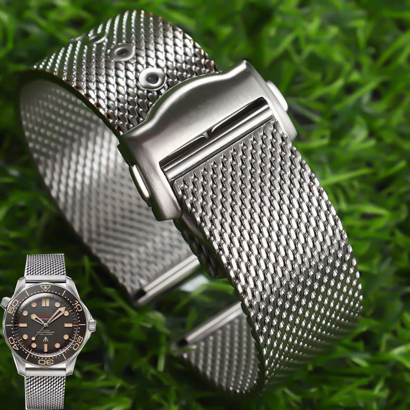 High quality steel 20mm Chain Strap For Omega 007 Diver 300 Watch Band Replace Milanese Stainless Bracelet 260429