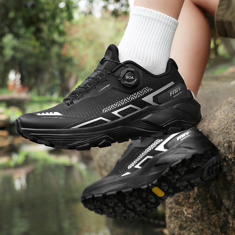 Mens BOA Quick Lacing Trail Running Shoes Breathable Mesh Outdoor Hiking Sneakers