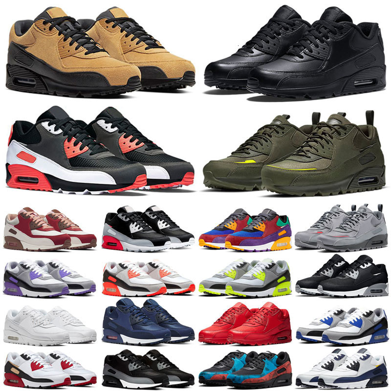 Classic 90 Men Women Running Shoes Triple Black Mesh Leather White Yellow Grey Moss Green Volt Obsidain Sneakers size 36-45