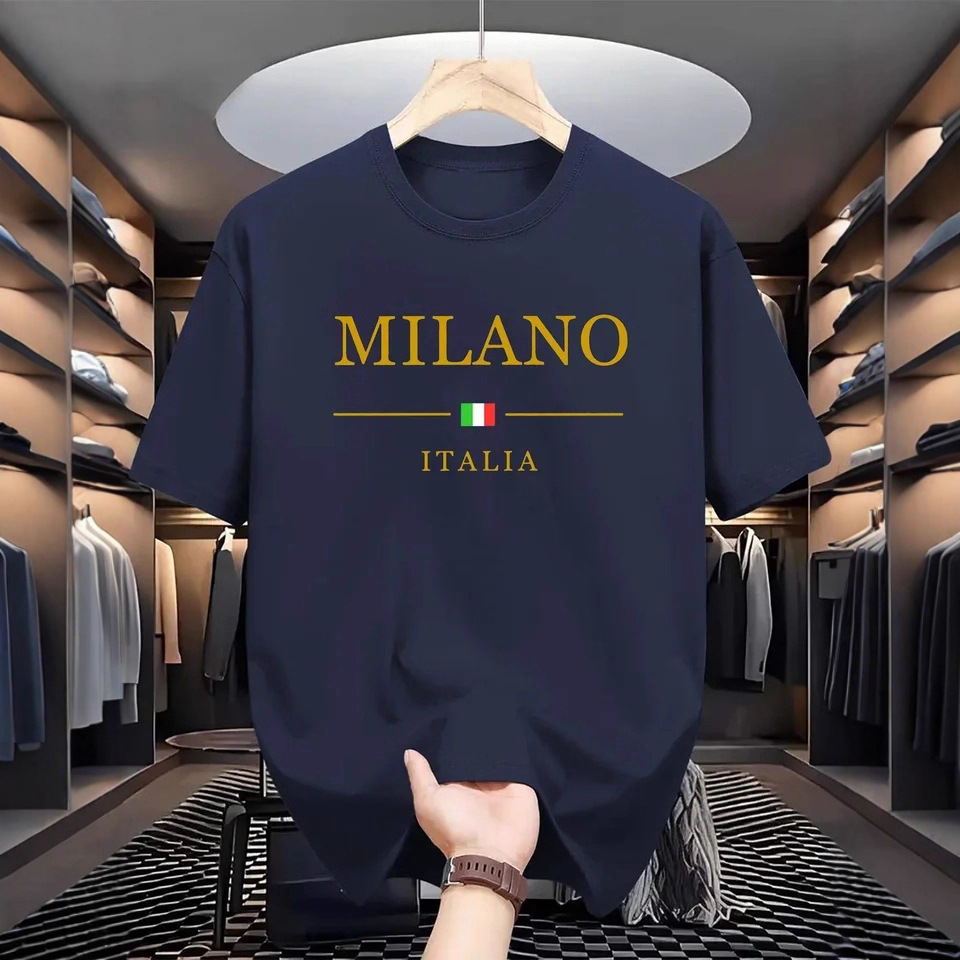 free shipping 2026 Men's Summer Cotton Casual Loose Fit Letter Graphic Print Short Sleeve T-Shirt, Sporty Crewneck Tee