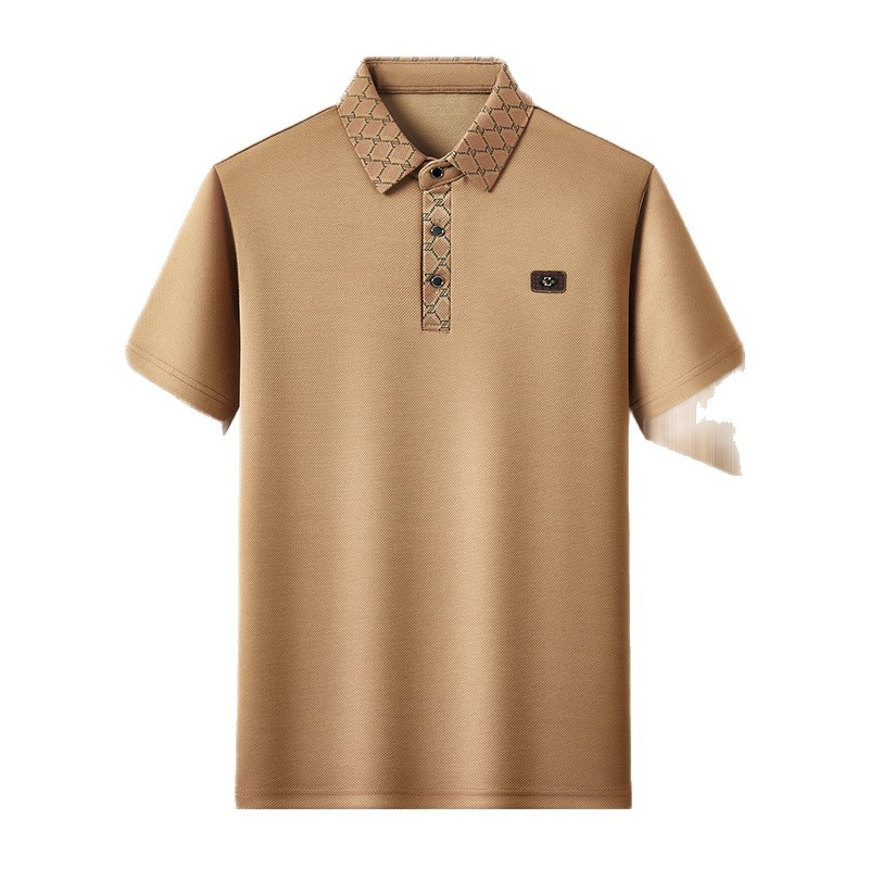 Men's Polo blocked Long Sleeved Shirt Fashion Lapel T-shirt Top Business Mens Wear Personality - view 7