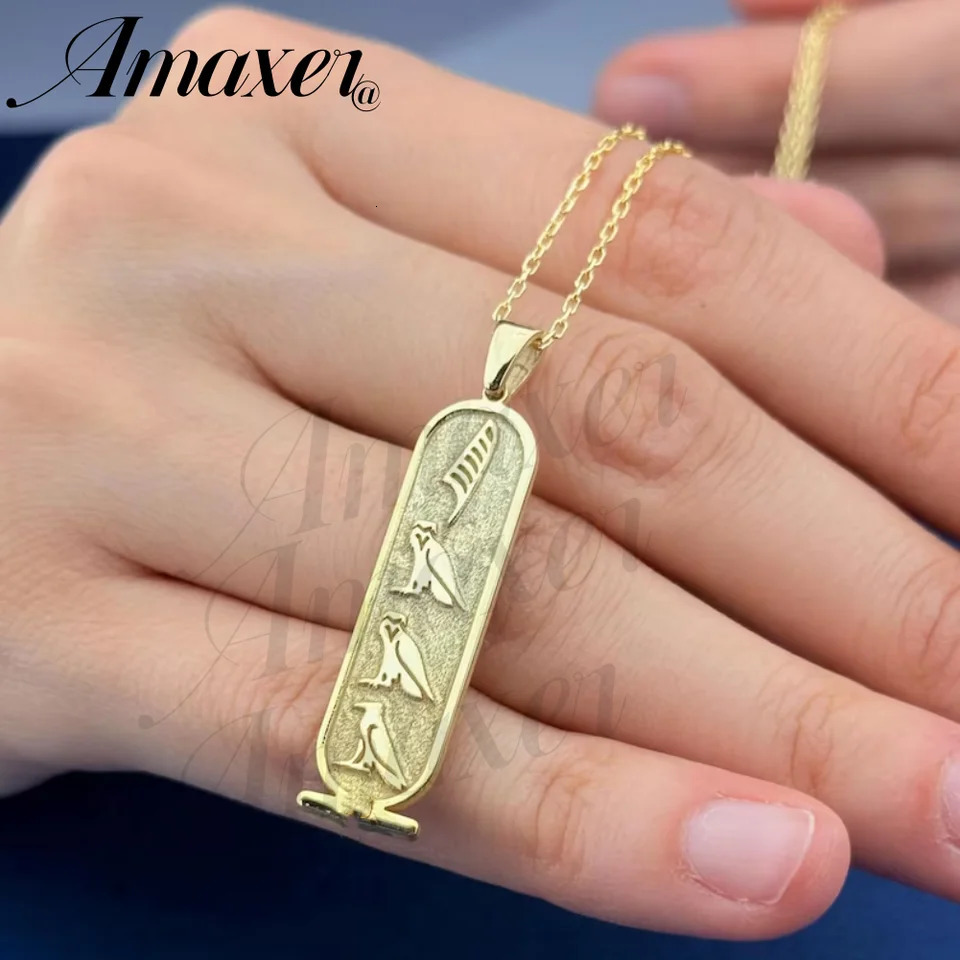 Personalized Custom Egypt Symbols Necklace Gold Color Egyptian Hieroglyphs Name Ancient Script Jewellery Gifts for Her 260429
