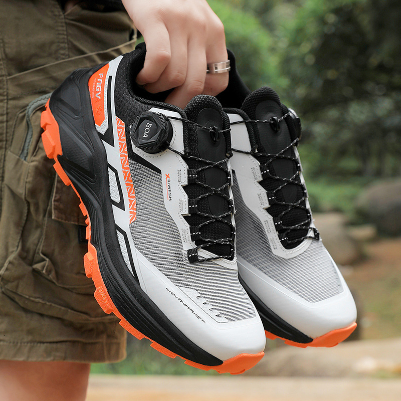 Mens BOA Quick Lacing Trail Running Shoes Breathable Mesh Outdoor Hiking Sneakers