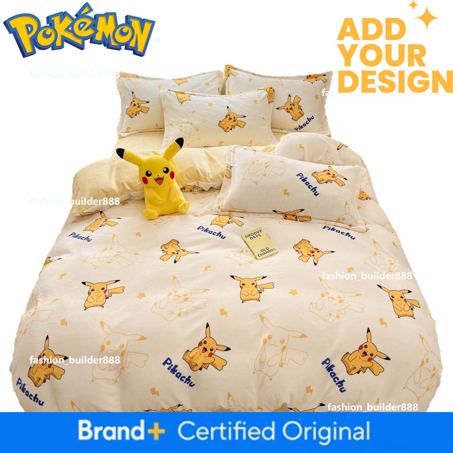 Autumn And Winter Thickened Milk Velvet Four-Piece With Pikachu Cartoon Anime Pokemon Bedding Set - view 6