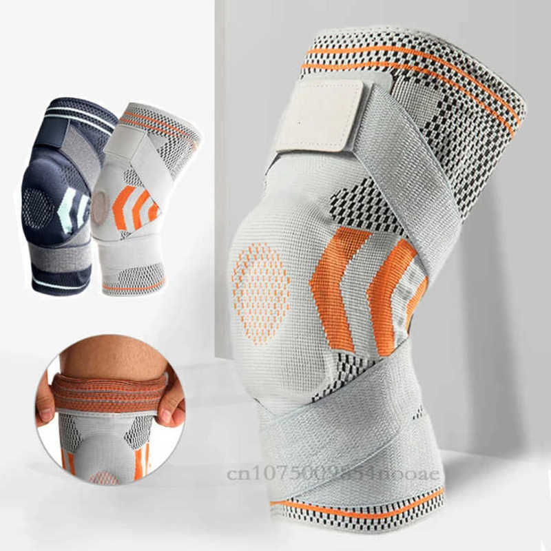 1PC Professional Elastic Knee Pads Support Pressurized Fitness Gear Football Basketball Volleyball Brace Protector Sports 240522