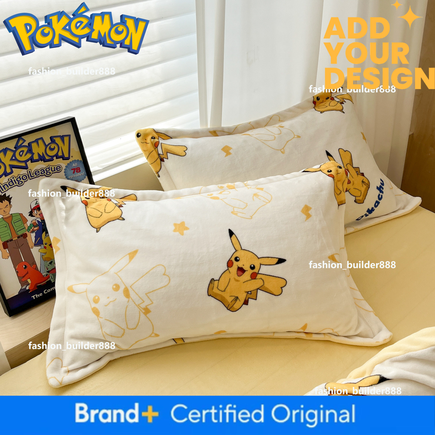 Autumn And Winter Thickened Milk Velvet Four-Piece With Pikachu Cartoon Anime Pokemon Bedding Set - view 5