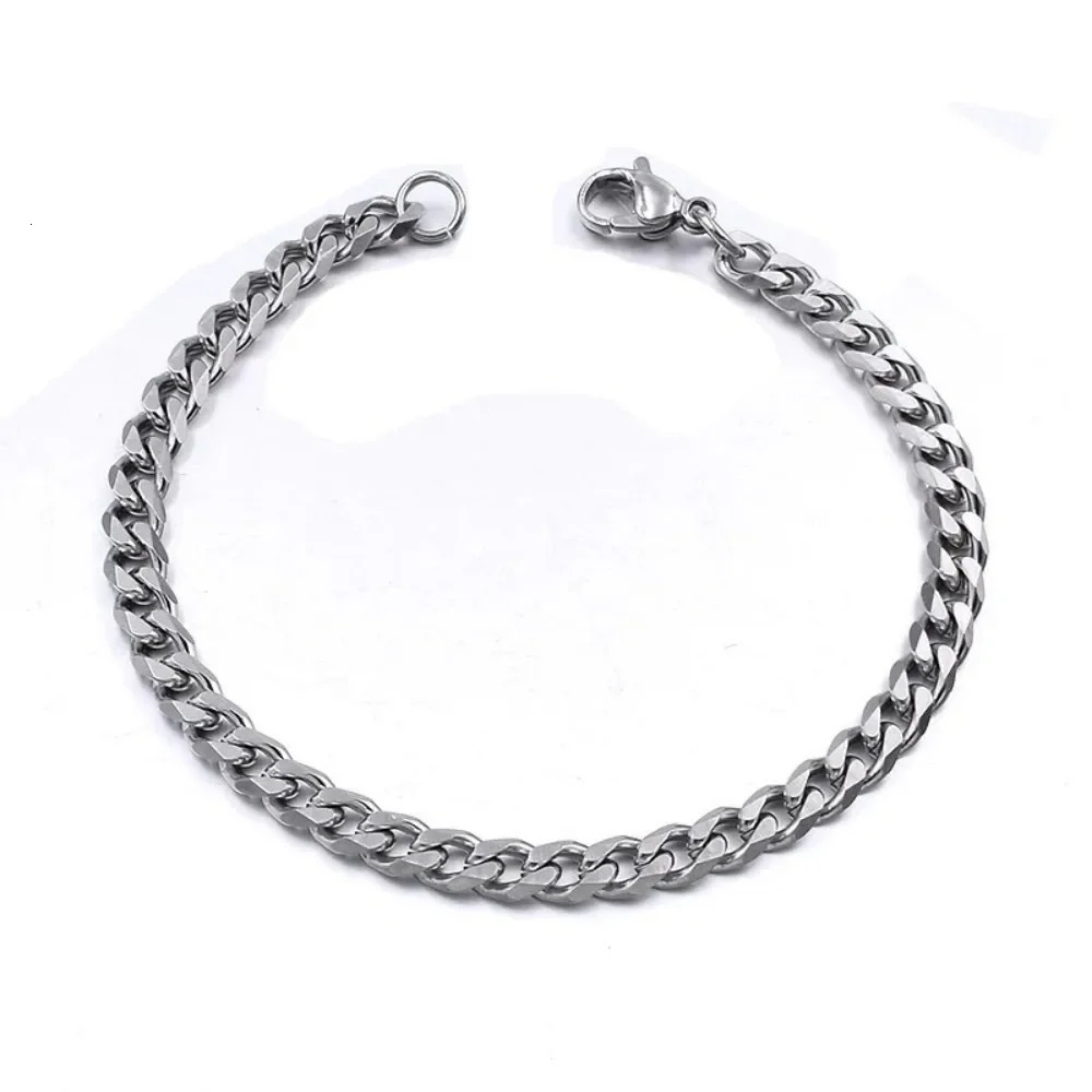 21cm Trendy Cuban Chain Men Bracelet Classic Stainless Steel 3 5 7mm Width Chain Bracelet For Men Women Jewelry Party Gift 260430 - view 5
