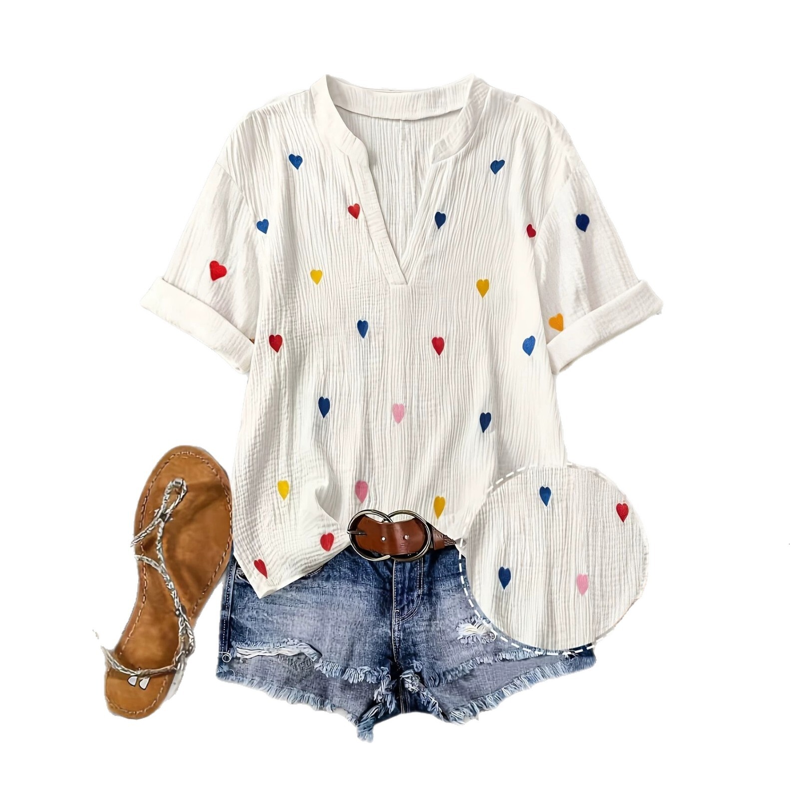 Women's V Neck Printed T Shirt Designer Loose Fit 2026 Summer New Casual Short Sleeve Top For Daily Street Weekend And Casual Outdoor Wear