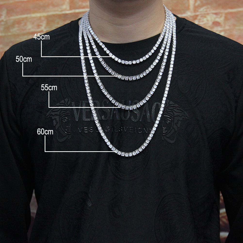 Designer Jewelry Personalized Zircon Tennis Chain Necklace for Men HipHop Versatile HighEnd Jewelry Necklace TennisChain Luxury brand accessories