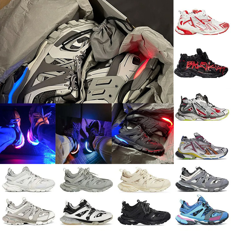 Designer Track LED Runners 75 70 30 Shoes Mens Womens Runner 3 7 White Blue Orange Triple Black Colorful Heels Office Tracks Plate-forme Shoe Light Tr