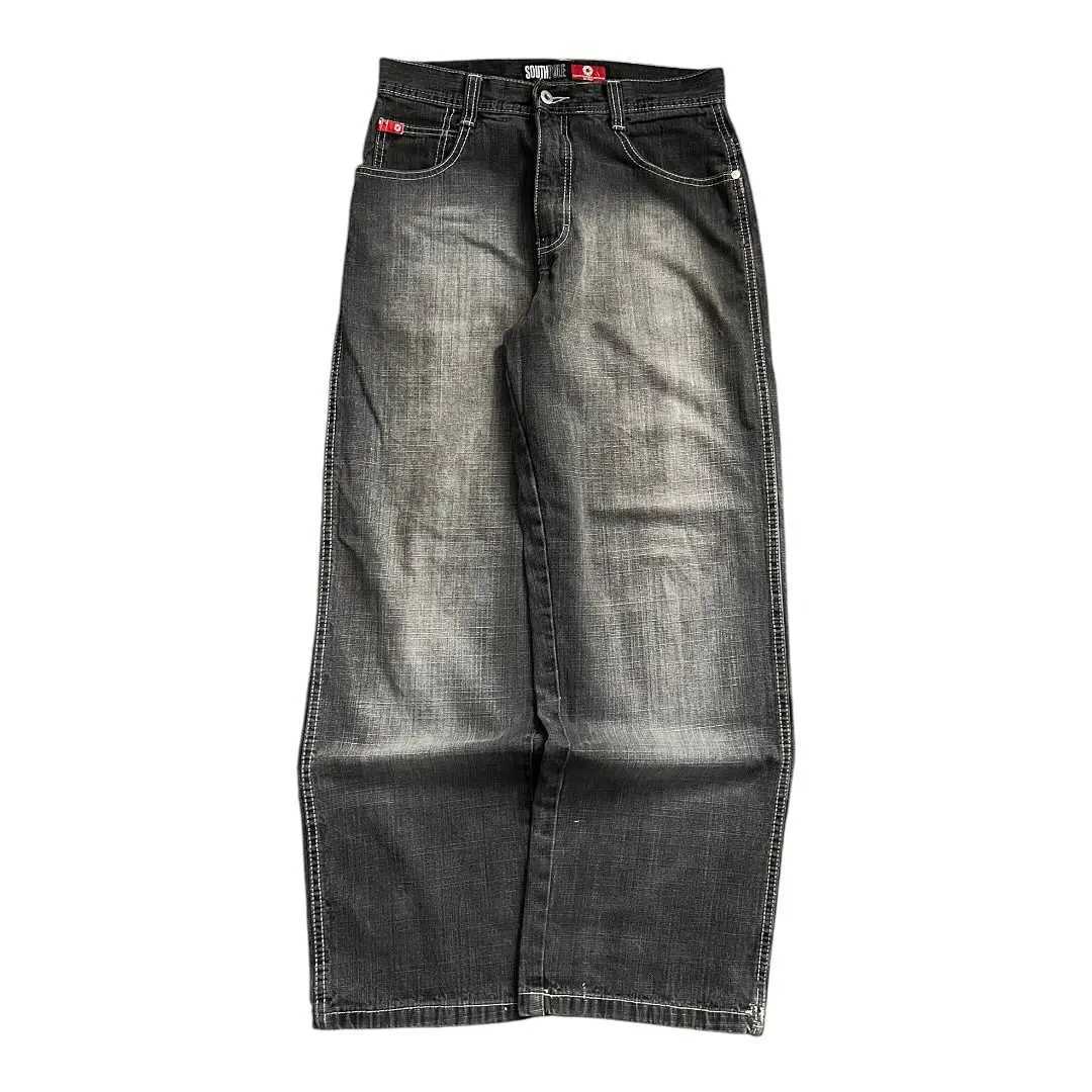 South pole Jeans 2000s New Retro wash Loose Jeans Mens and Womens Y2K Harajuku Gothic Hip Hop Skateboard Pants Street Wear L260430
