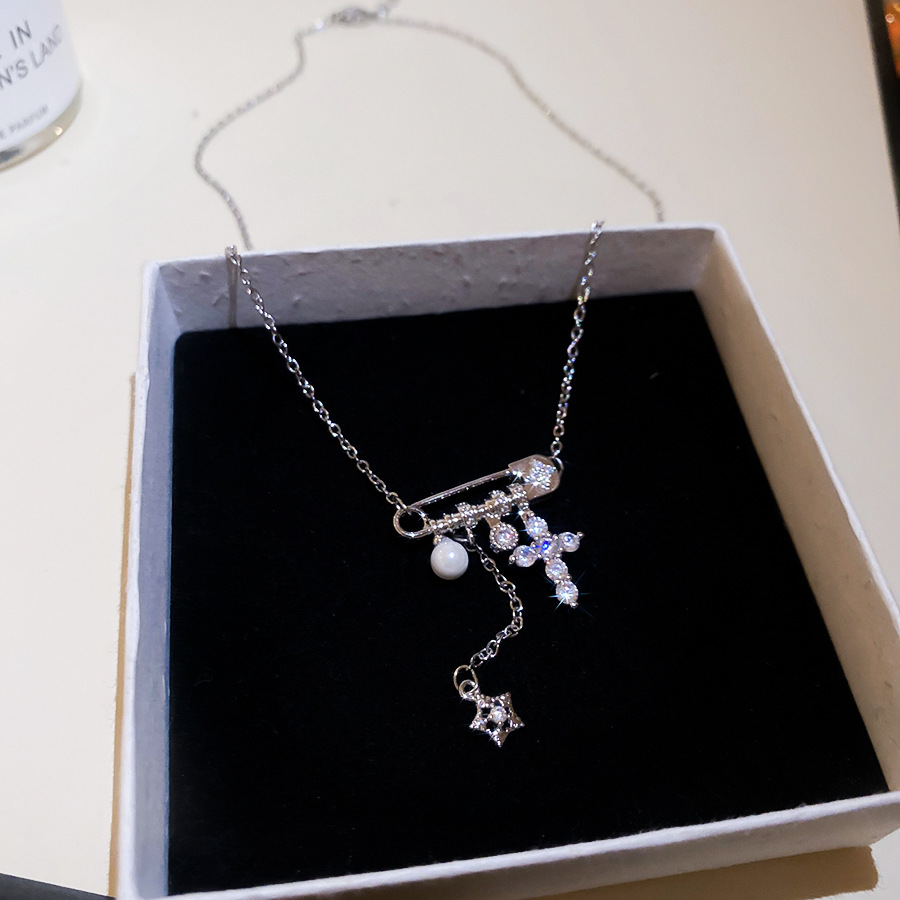 2026 New French Style Zircon Pin Star Pearl Necklace, Unique Design, Exquisite Versatile Collarbone Chain - view 8
