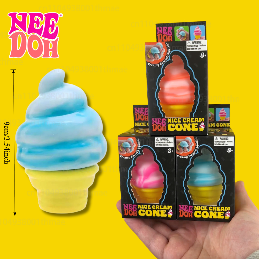 Needoh Nice Cream Cone Colorful Ice Cream Shaped Sensory Stress Reliever Fidget Tool for Anxiety & Focus for Adults & Kids BY SEA