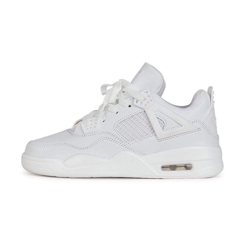 Womens and Men All White Chunky Basketball Style Sneakers Lace Up Casual Air Cushion Shoes