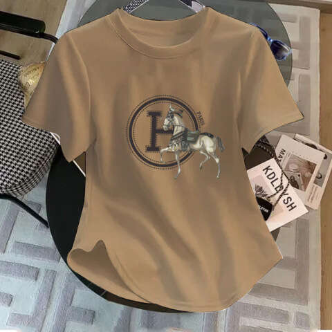 Straight-Shoulder Pure Cotton Slim-Fit Short-Sleeve Multi-Color Round-Neck Stylish And Youthful T-Shirt For Women, 2026 Summer New Top