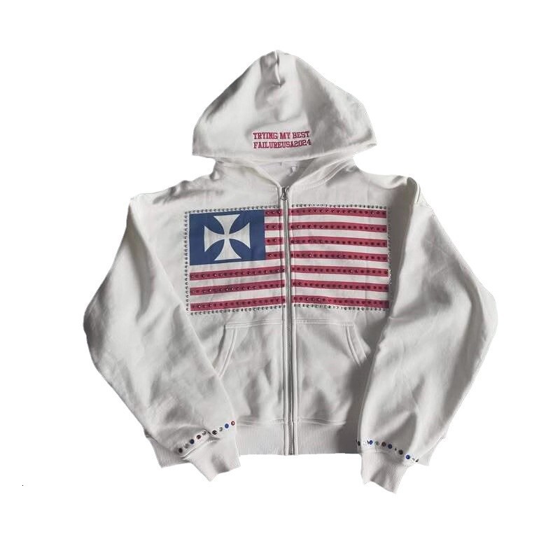 Mens Hoodies Desinger Sweatshirts Streetwear With Rhinestone Letter Print Unisex Top Jackets With Zipper For Men Women Casual Streetwear