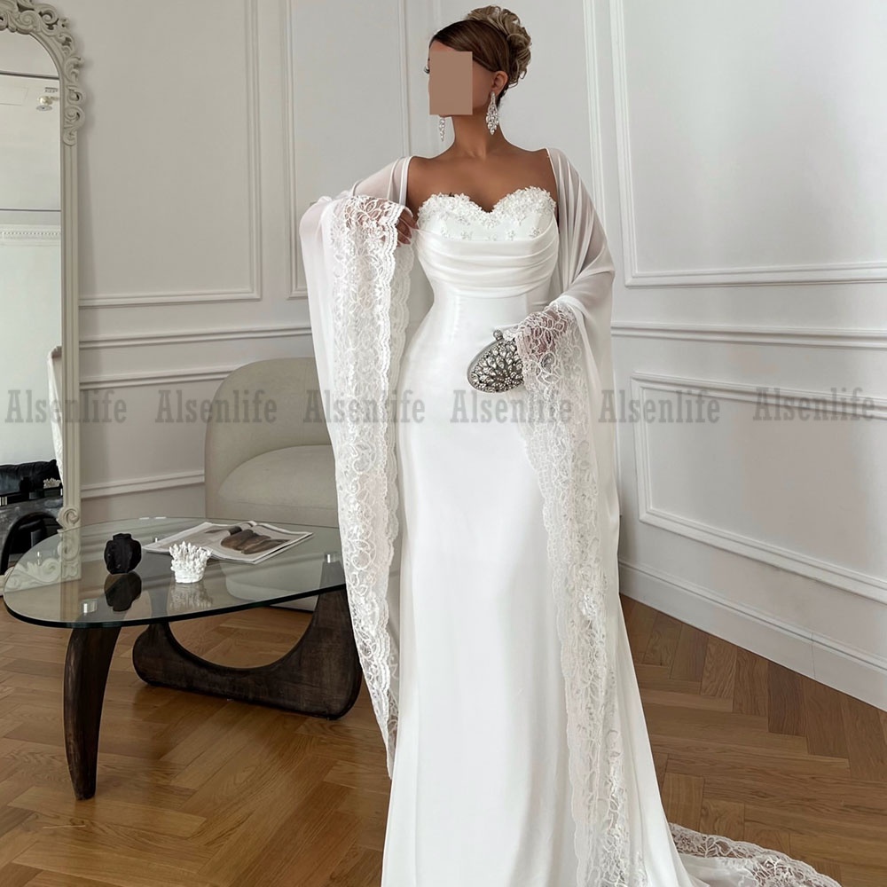 Sexy Middle East Wdding Dresses Mermaid With Wap Sweetheart Saudi Arabic Bridal Gowns Women Vestidos Elegantes