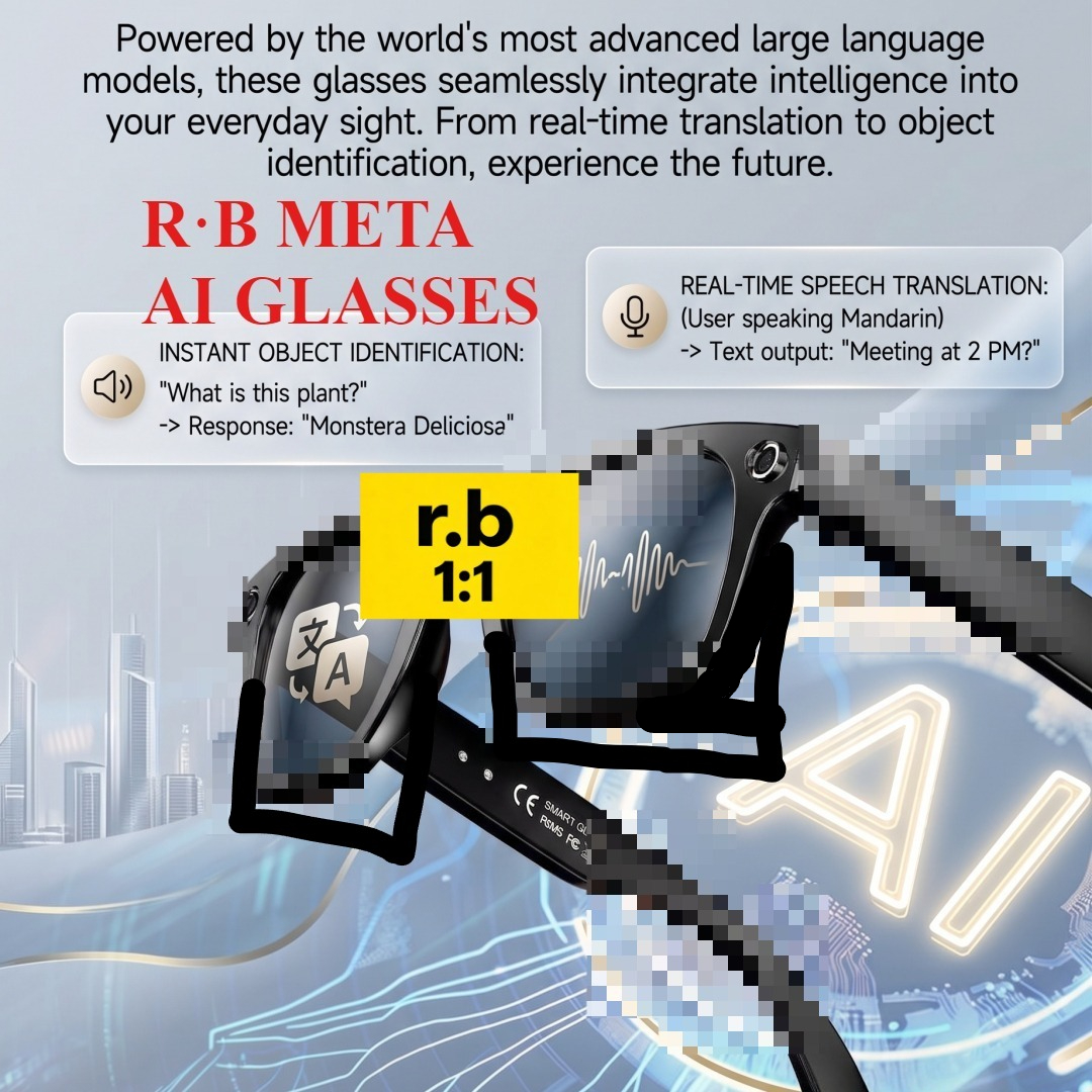 META Glasses With Camera RB Sunglasses Bluetooth Call,Anti-Shake 4K HD Camera Glasses with Video Recording Dual Mic, Simultaneous Interpretation/GPT Identify Object